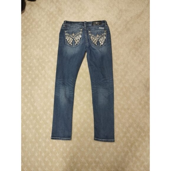 Miss Me Jeans Women's 28x30 Skinny Angel Wing Sequin Pockets Bling - Picture 2 of 4